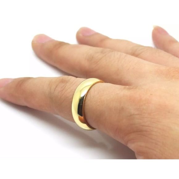 14K Gold 3MM Regular Dome High Polish Men Men\'s Polished Gold Dome Band Ring